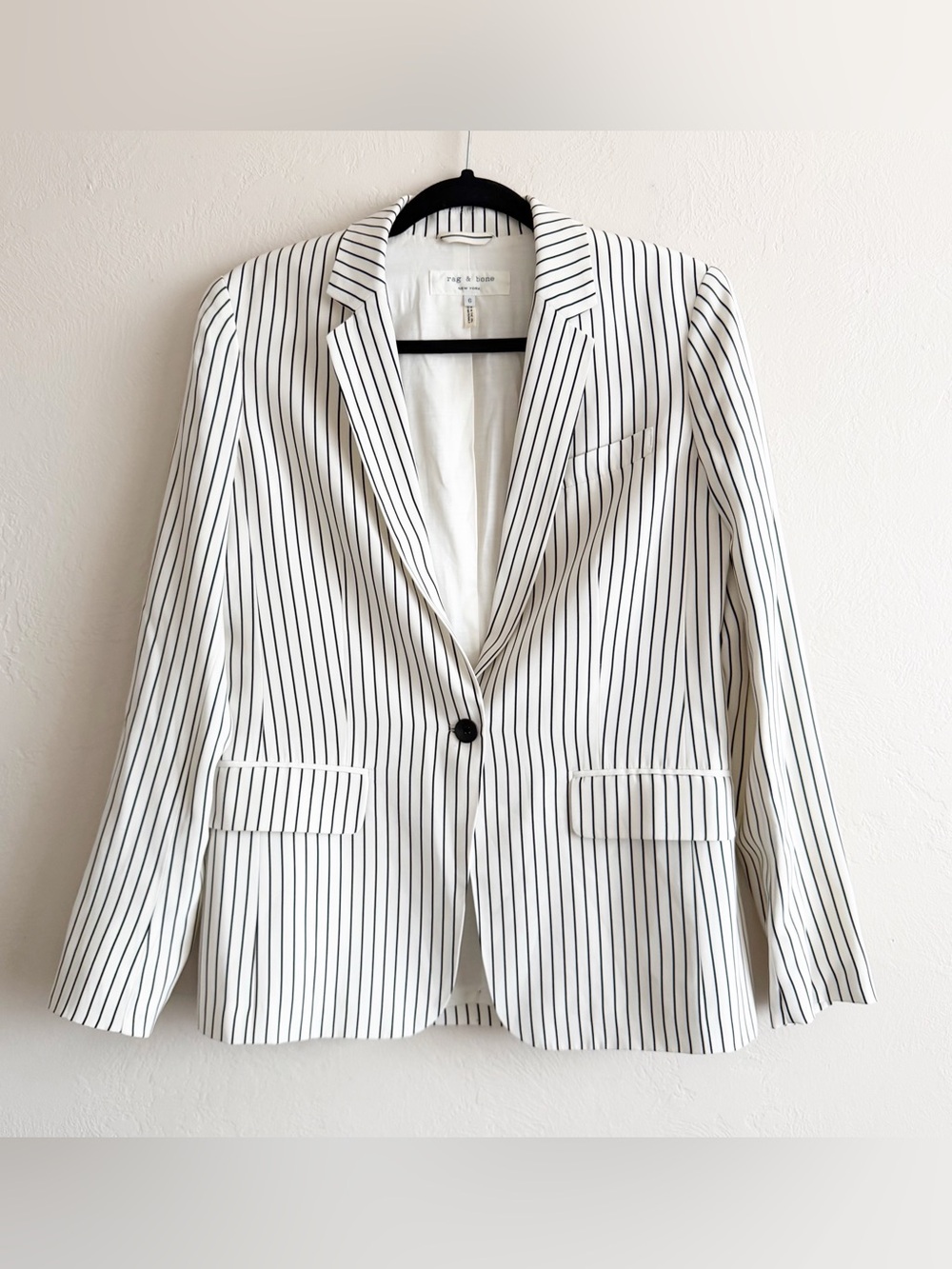Rag & Bone Black White Striped Silk Blazer size 6